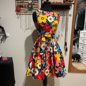 Vintage style fit and flare floral dress